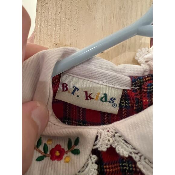 B.T. Kids Red Plaid Smocked Romper 3–6M | Winter Baby Outfit - Picture 3 of 5